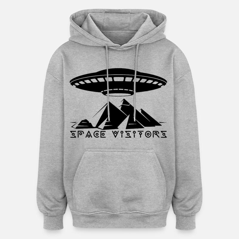 Les visiteurs et les pyramides noires - Sweat à capuche oversize unisexe - gris chiné