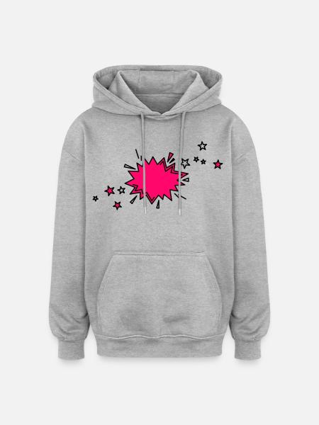 Comic element in black and pink - Oversized Unisex Hoodie - heather grey