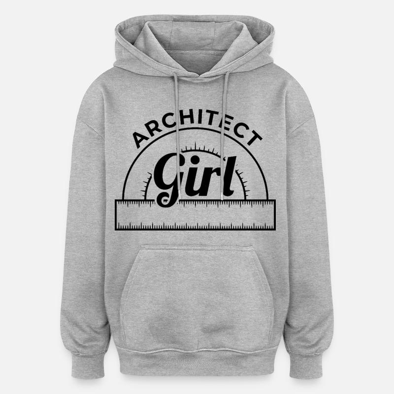 Fille Architecte - Sweat à capuche oversize unisexe - gris chiné