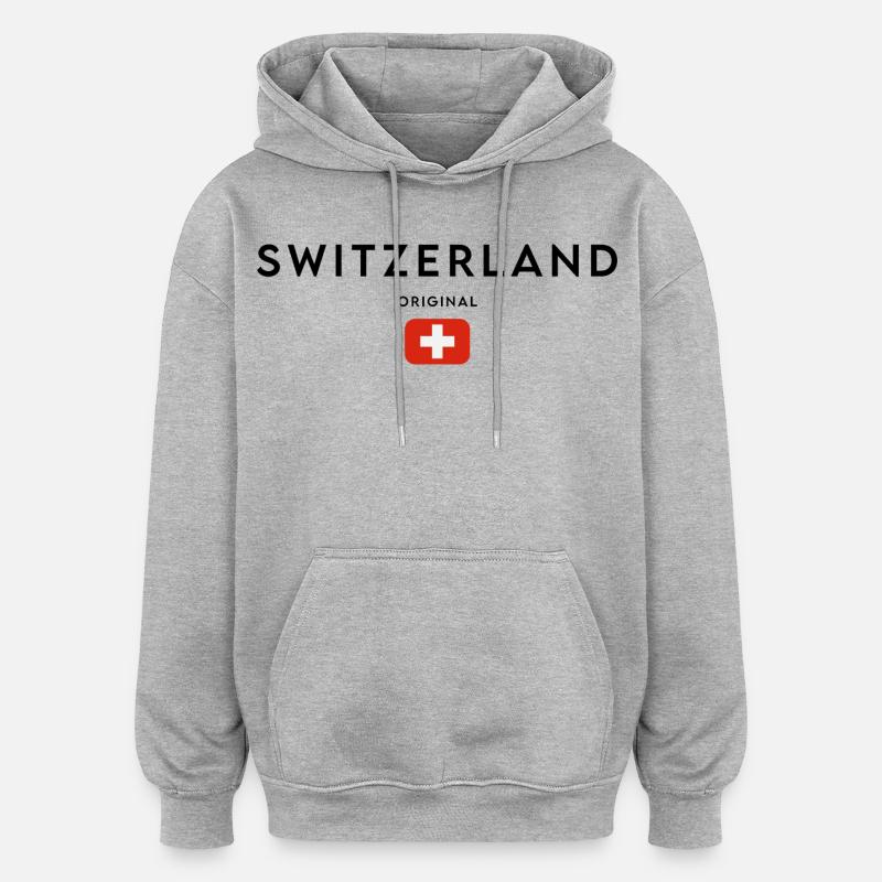 Schweizer Flagge, made in Switzerland - Oversized Unisex Hoodie - Grau meliert
