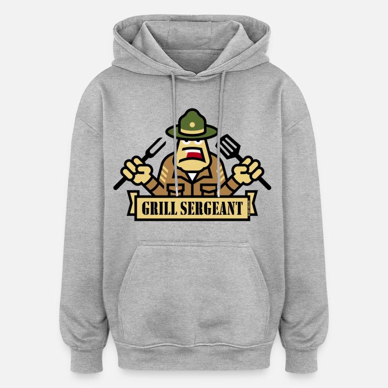 Grill Sergeant (Grillades / BBQ / Barbecue) - Sweat à capuche oversize unisexe - gris chiné
