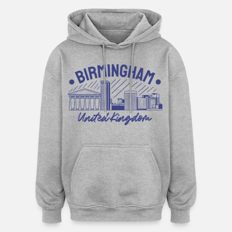 Birmingham, Royaume-Uni - Sweat à capuche oversize unisexe - gris chiné