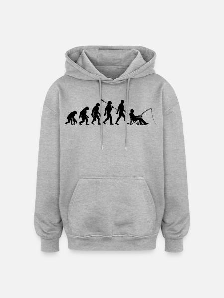 Evolution - Fishing, Angler Gift - Oversized Unisex Hoodie - heather grey
