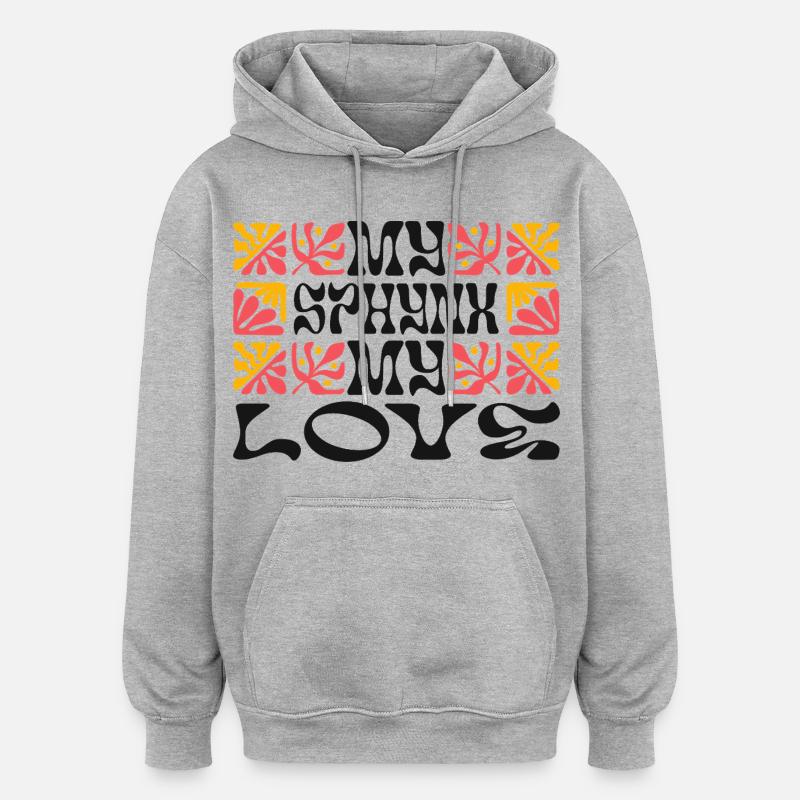 Amour des chats Sphinx - Sweat à capuche oversize unisexe - gris chiné