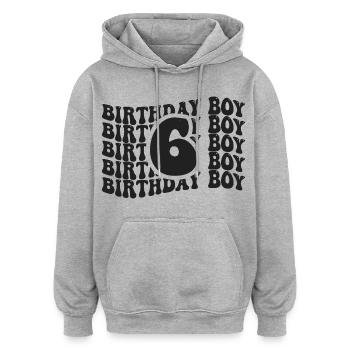 Garçon Anniversaire 6 Ans - Sweat à capuche oversize unisexe - gris chiné - Devant - Noah (186cm)