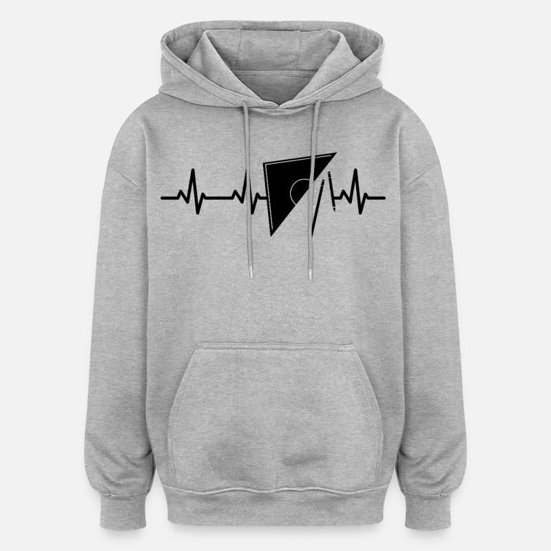 Géométrie Triangle Battement de cœur - Sweat à capuche oversize unisexe - gris chiné