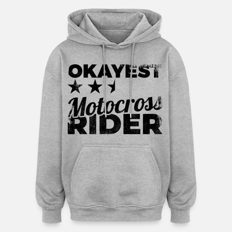 Drôle de pilote de motocross - Sweat à capuche oversize unisexe - gris chiné