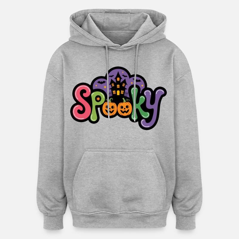 Lettrage d’Halloween effrayant - Sweat à capuche oversize unisexe - gris chiné