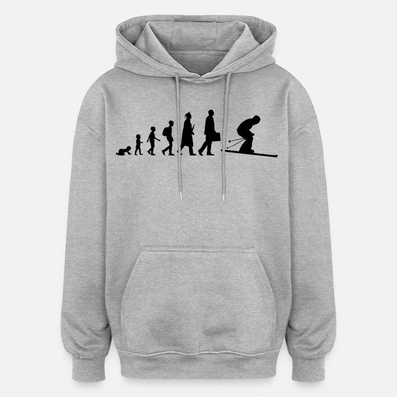 Évolution du skieur - Sweat à capuche oversize unisexe - gris chiné