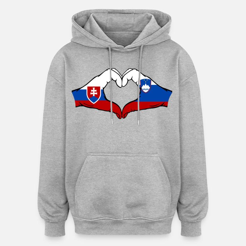 Slovaquie Slovénie Drapeau Herform Mains - Sweat à capuche oversize unisexe - gris chiné