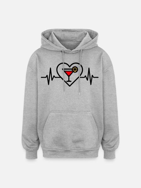 Cocktail Heart Aperitif Drink - Oversized Unisex Hoodie - heather grey