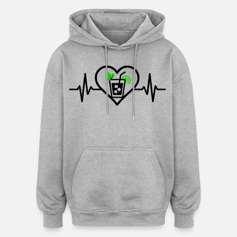 Cocktail apéritif Mojito Heart - Sweat à capuche oversize unisexe - gris chiné