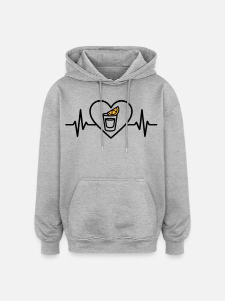 Tequila Shot Heart Aperitif Party - Oversized Unisex Hoodie - heather grey