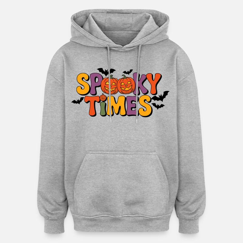Citrouilles d’Halloween Spooky Times - Sweat à capuche oversize unisexe - gris chiné