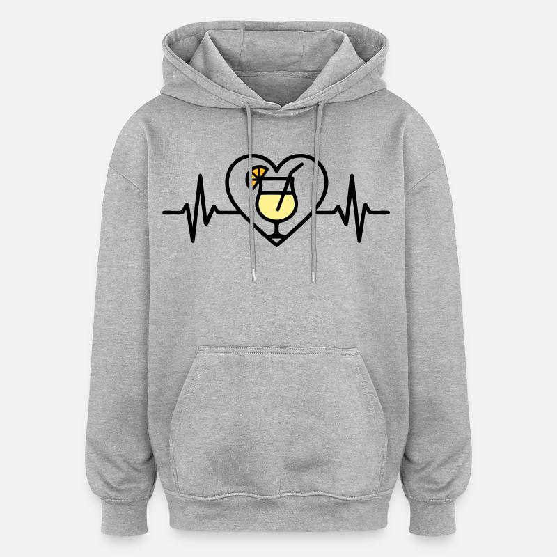 Piña Colada Herz Cocktail Tropisch - Oversized Unisex Hoodie - Grau meliert