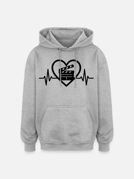 Cinema Heart Clapper - Oversized Unisex Hoodie - heather grey