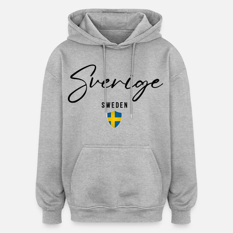 La fierté suédoise, fabriquée en Suède - Sweat à capuche oversize unisexe - gris chiné