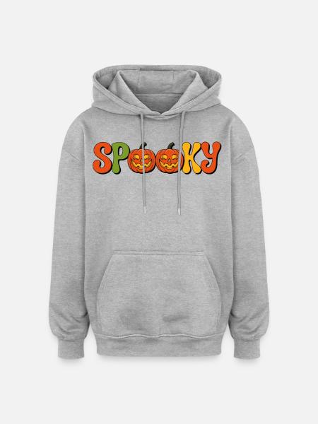 Spooky Pumpkin Lettering - Oversized Unisex Hoodie - heather grey