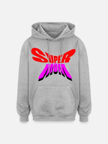 Super Mama / Super Mama - Oversized Unisex Hoodie - Grau meliert