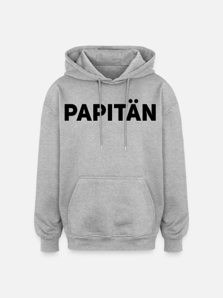 Papitän Funny Pun Capitaine Papa Ancre - Sweat à capuche oversize unisexe - gris chiné