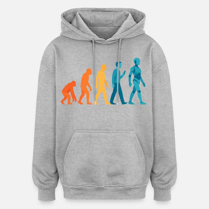 Évolution vers le contour du robot - Sweat à capuche oversize unisexe - gris chiné