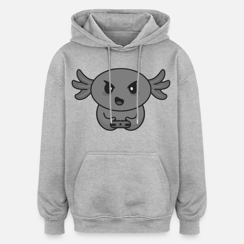 Axolotl zocken Zocker Gamer Controller Gaming - Oversized Unisex Hoodie - Grau meliert