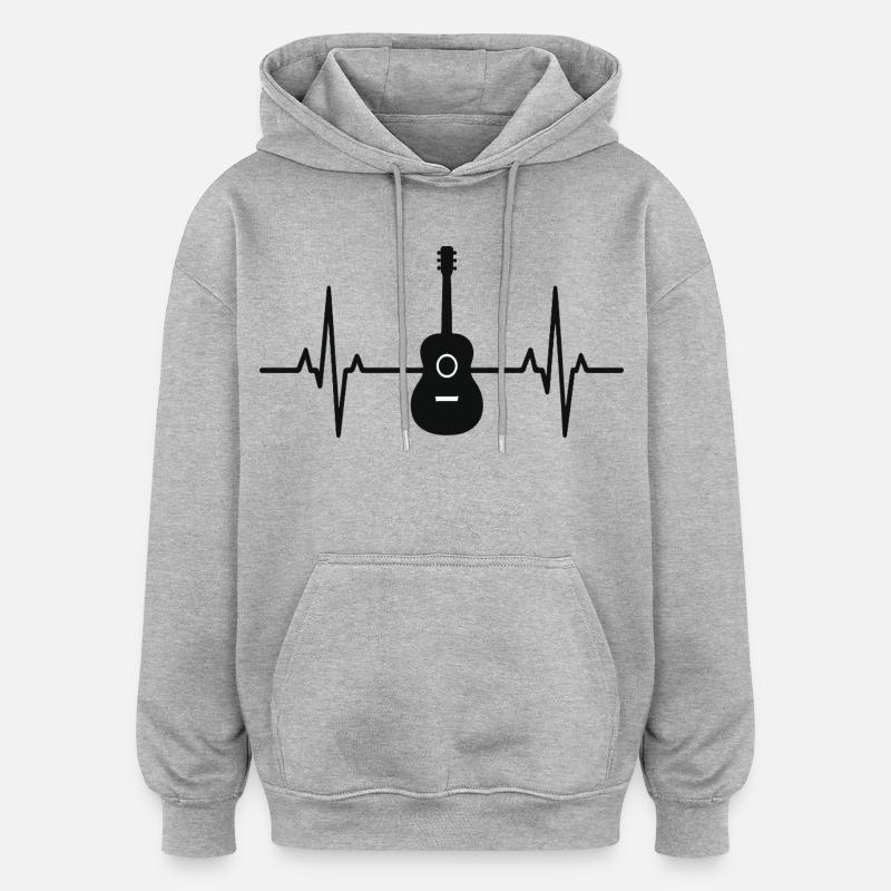 Rythme cardiaque de la guitare - Sweat à capuche oversize unisexe - gris chiné
