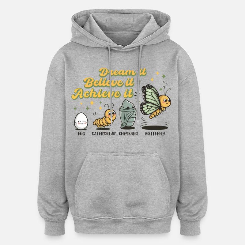 Chenille Papillon Ecole Evolution Cadeau - Sweat à capuche oversize unisexe - gris chiné