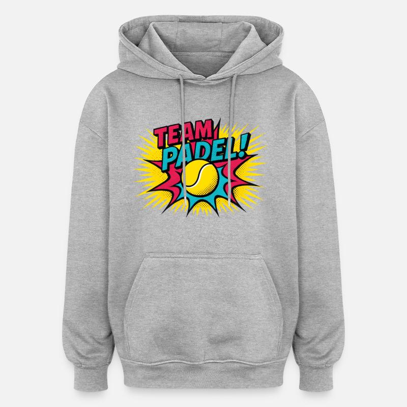 Équipe Padel Pop Art Explosion - Sweat à capuche oversize unisexe - gris chiné