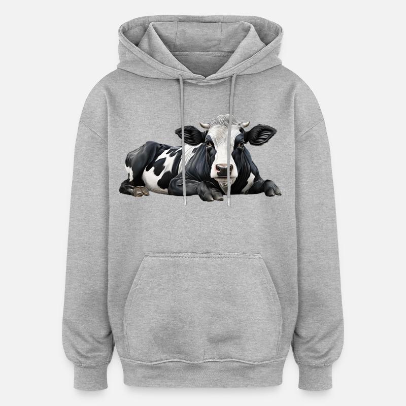 Vache - Sweat à capuche oversize unisexe - gris chiné