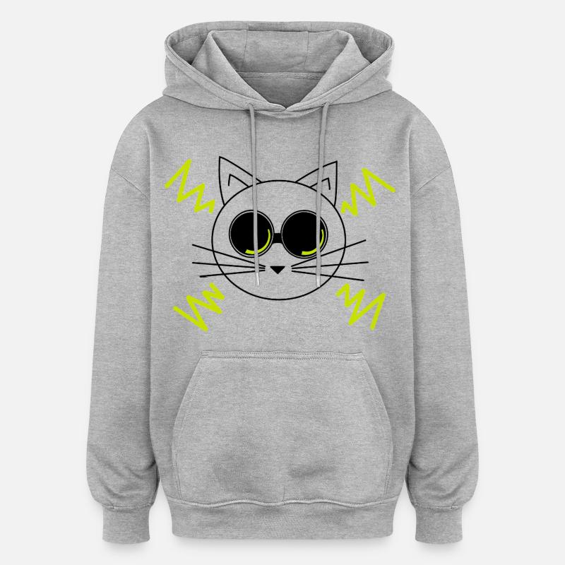 Chat de l’espace - Sweat à capuche oversize unisexe - gris chiné