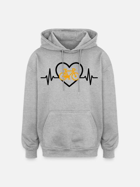 Cycling Heart Bicycle Passion Gift - Oversized Unisex Hoodie - heather grey