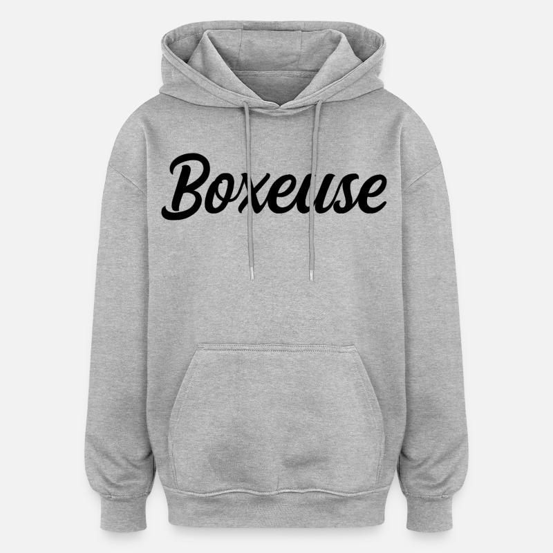 Boxeuse - Sweat à capuche oversize unisexe - gris chiné