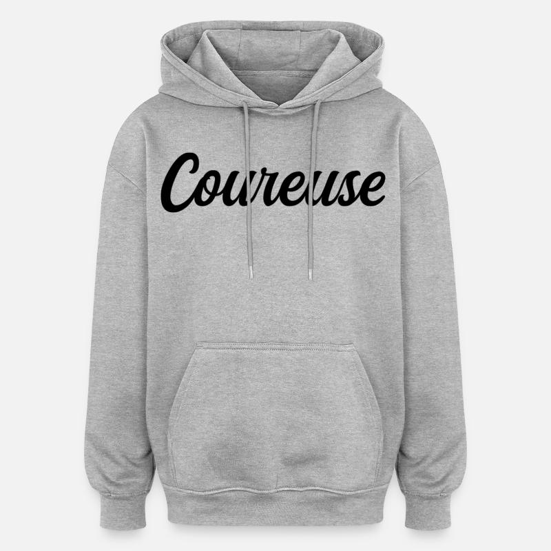 Coureuse - Sweat à capuche oversize unisexe - gris chiné