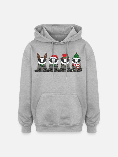 Dachs Weihnachtsmann Weihnachtsbeleuchtung - Oversized Unisex Hoodie - Grau meliert