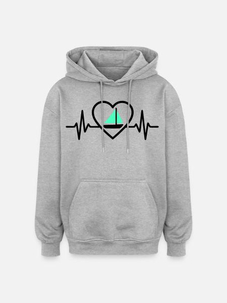Heart Sailing – Passion Boat - Oversized Unisex Hoodie - heather grey