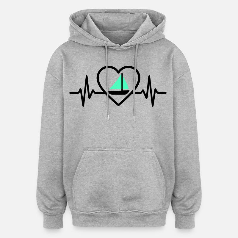 Heart Sailing – Passion Boat - Oversized Unisex Hoodie - heather grey