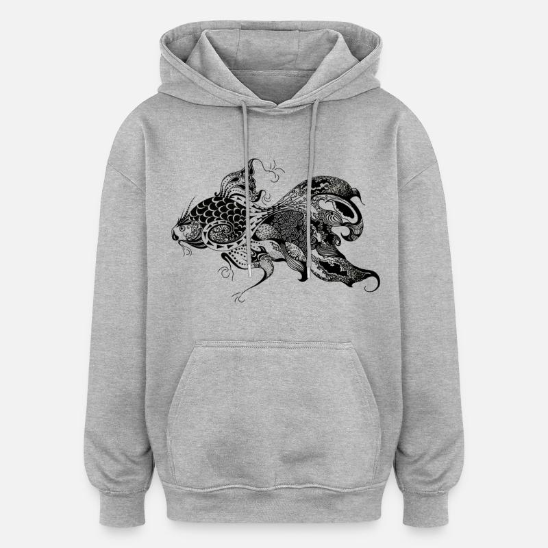 Poisson - Sweat à capuche oversize unisexe - gris chiné