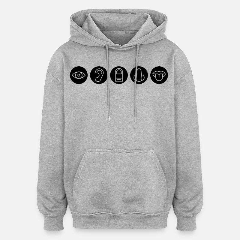 Cinq sens, organes sensoriels - Sweat à capuche oversize unisexe - gris chiné