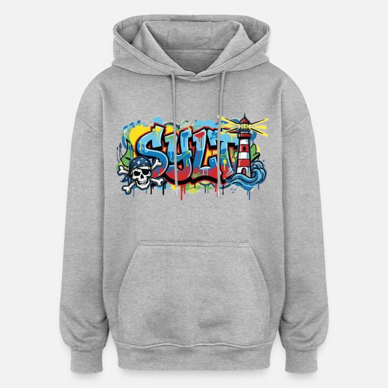 Graffiti de sylles avec phare - Sweat à capuche oversize unisexe - gris chiné