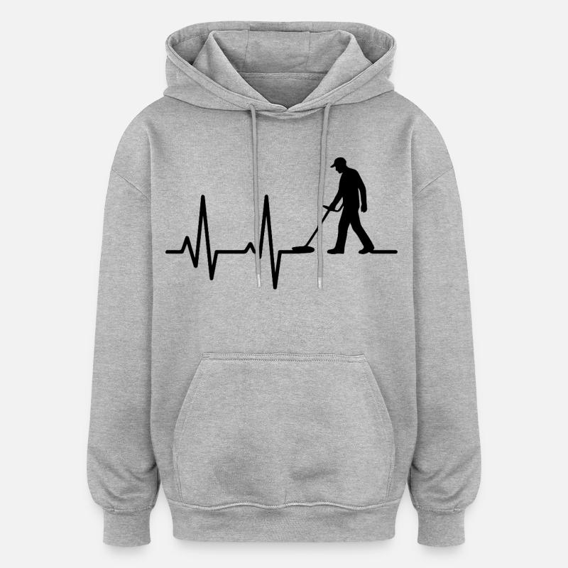Herzschlag-oder-Metall-Detektions-Enthusiast - Oversized Unisex Hoodie - Grau meliert