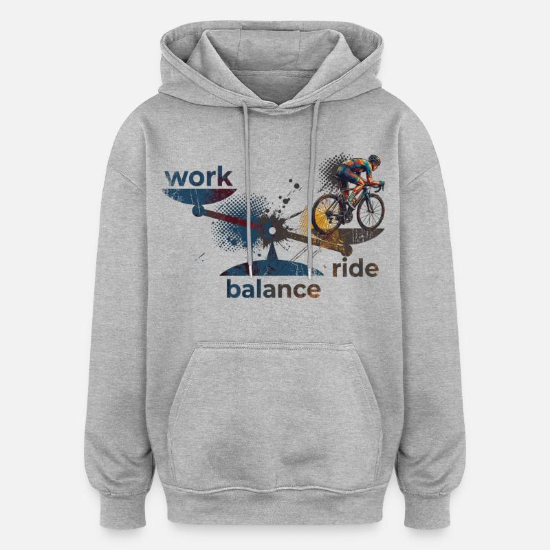 Travail - Roulée - Équilibre : Faites attention ! - Sweat à capuche oversize unisexe - gris chiné