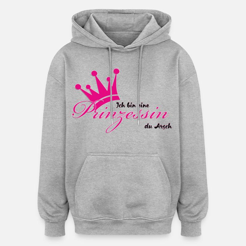 ich bin eine Prinzessin  - Oversized Unisex Hoodie - Grau meliert