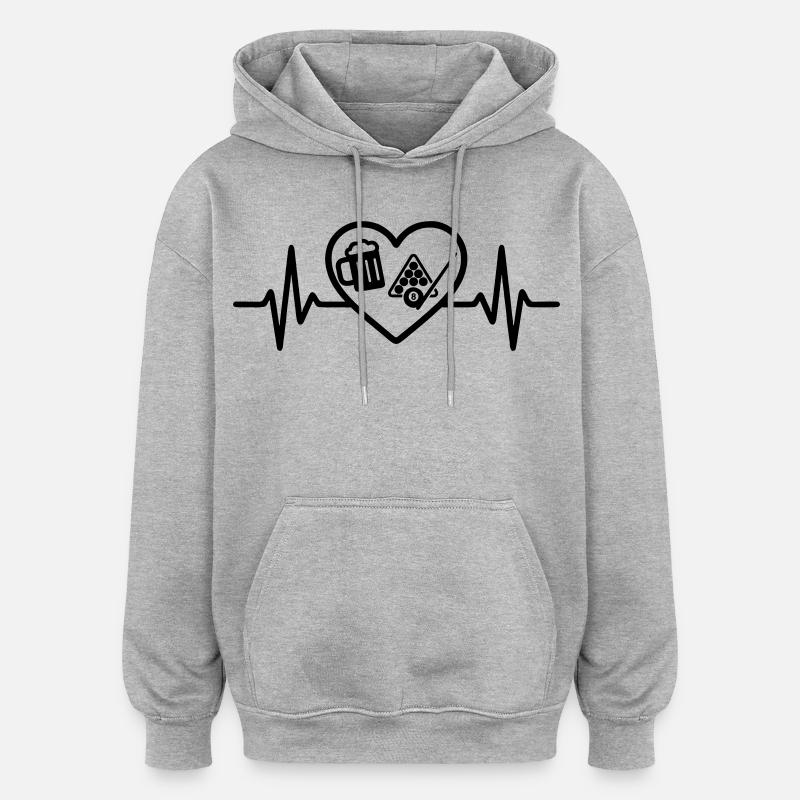 Bière de billard Heart - Sweat à capuche oversize unisexe - gris chiné