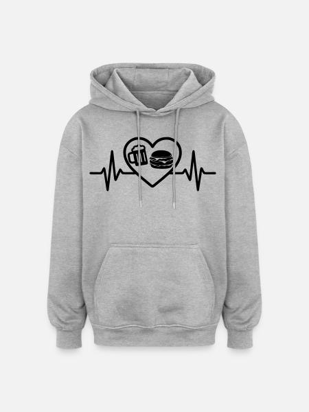 Heart Burger Beer - Oversized Unisex Hoodie - heather grey