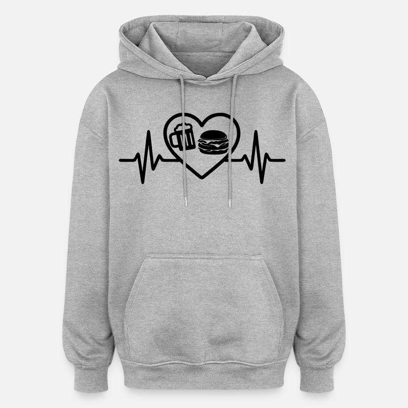 Bière Heart Burger - Sweat à capuche oversize unisexe - gris chiné