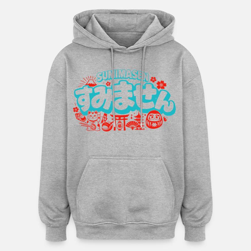 Sumimasen - Sweat à capuche oversize unisexe - gris chiné