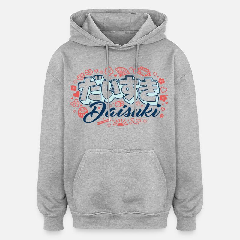 Daisuki - Sweat à capuche oversize unisexe - gris chiné