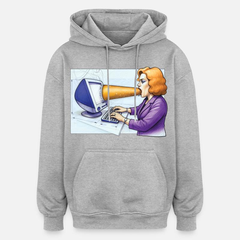 COMPUTER ADDICT WOMAN - geek & scifi - Sweat à capuche oversize unisexe - gris chiné