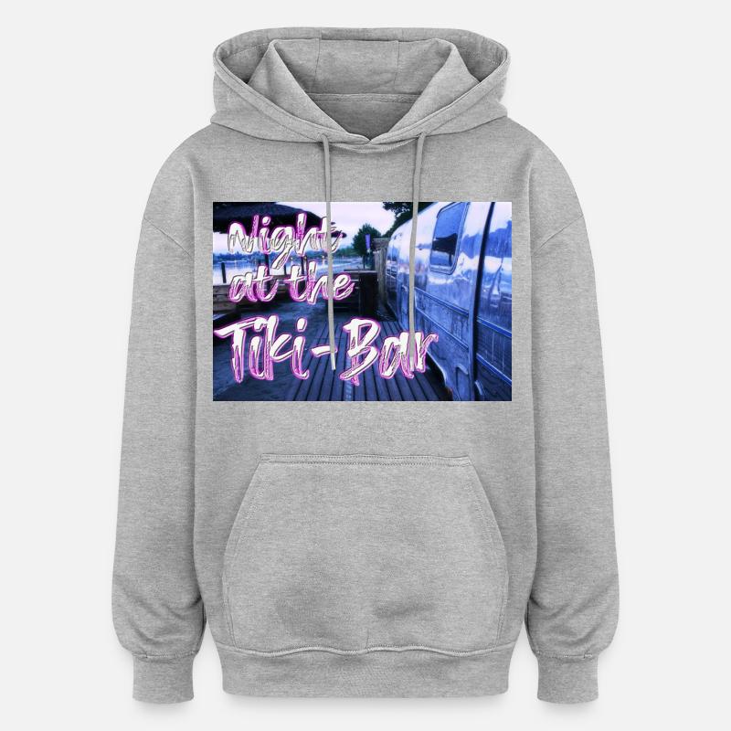 Nuit au Tiki Bar - Sweat à capuche oversize unisexe - gris chiné